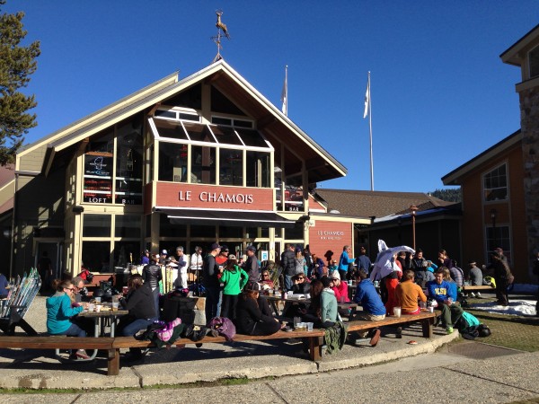 Apres skiers enjoy the Chammy on a warm Christmas Eve.