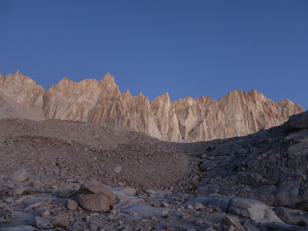 First light on the crest leading to Mt. Whitney.